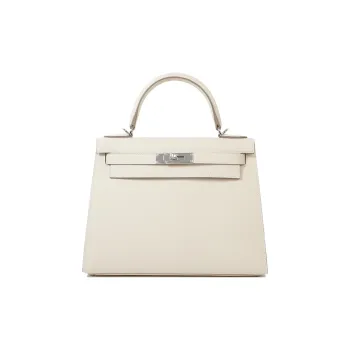 HERMES Kelly Epsom Leather Kelly Bag Handbag Regular Women's 10 Craie Milkshake White