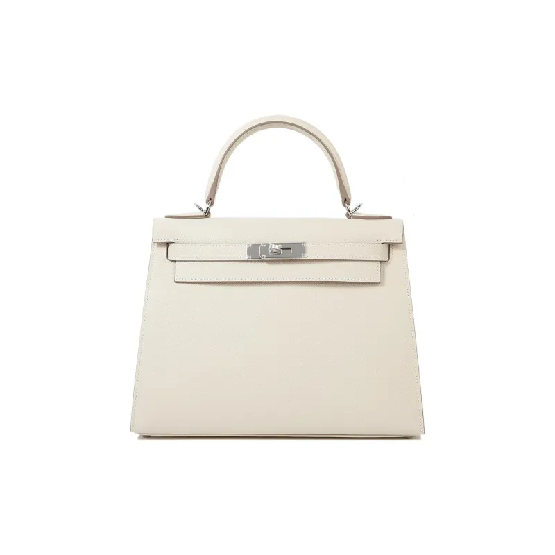 HERMES Kelly Epsom Leather Kelly Bag Handbag Regular Women's 10 Craie Milkshake White-0