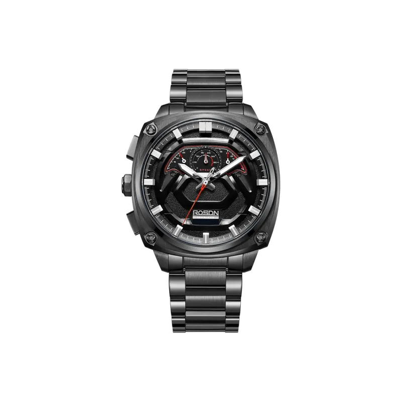 ROSDN Vivobook Automatic Mechanical Movement Silicone Strap Watch Men's Watches Black Dial G3288-15