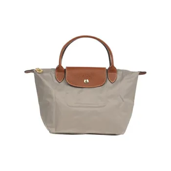 LONGCHAMP Le Pliage Canvas With Leather Trim Handbag Small Size Women's Streptopelia Gray