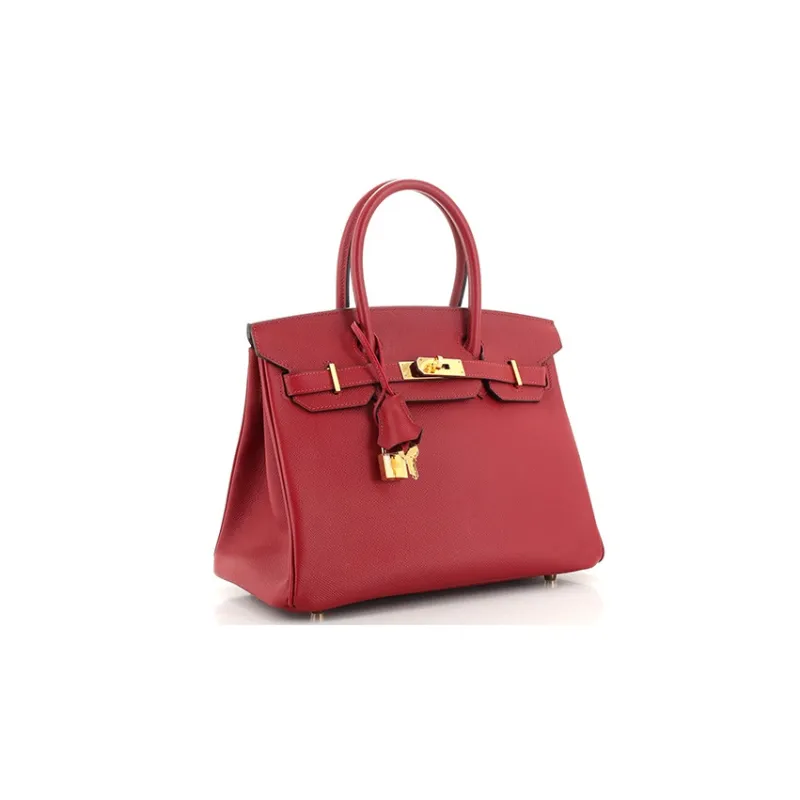 HERMES Epsom Leather Birkin Bag Handbags 30 Women's K1 Rouge Grenade Garnet Red-1
