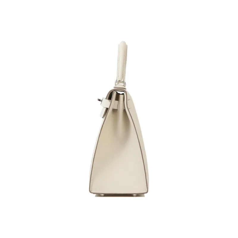 HERMES Kelly Epsom Leather Kelly Bag Handbag Regular Women's 10 Craie Milkshake White-2