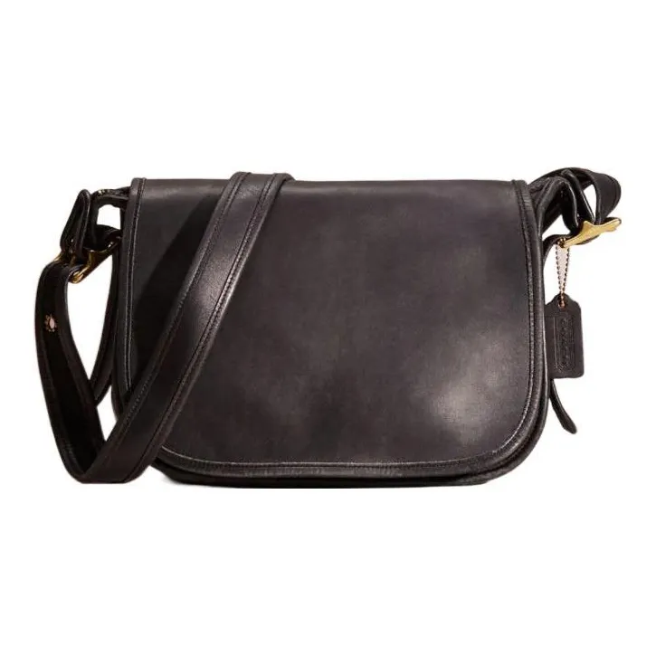 COACH Legacy Glove Tanning Handbag, Saddle Bag, Portable Crossbody Bag, Shoulder Bag Large Size Women's Black-0