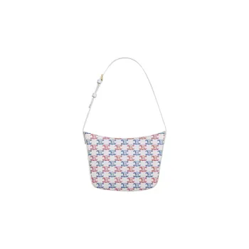 CELINE Croque Canvas With Calfskin Hand Handbag Shoulder Bag Women's Blue/Red/White