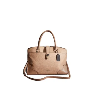 COACH Mercer Calfskin Briefcase Shoulder Bag Crossbody Bag Handbag Large Size Women's Light Brown