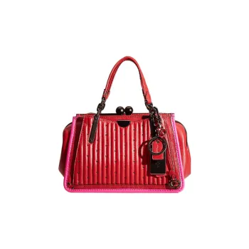COACH Kisslock Leather Kelly Bag Shoulder Bag Crossbody Bag Handbag Small Size Women's Red