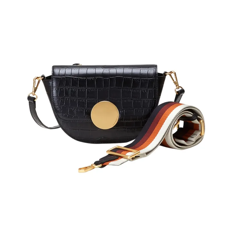 ORYANY Cow Leather Saddle Bag Shoulder Bag Crossbody Bag Regular Women's Black-0