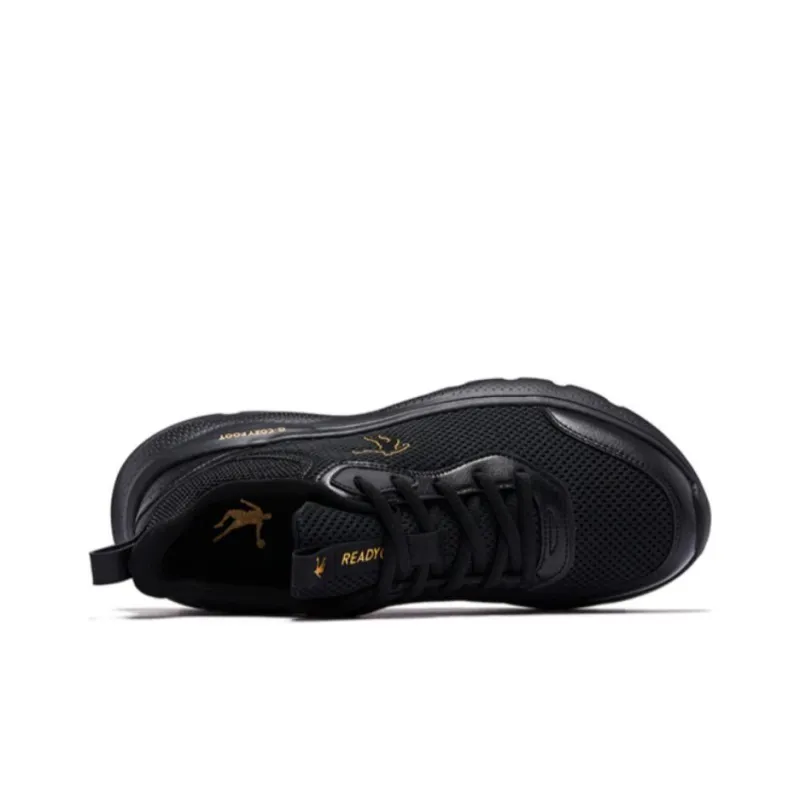 QIAODAN Slip Resistant, Abrasion Resistant, Breathable Low Top Running Shoes Men's Black Gold-3