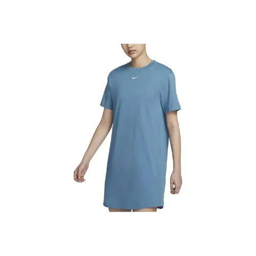 Nike Sportswear Essentials Series Short-Sleeved Dresses Women's Aqua Green