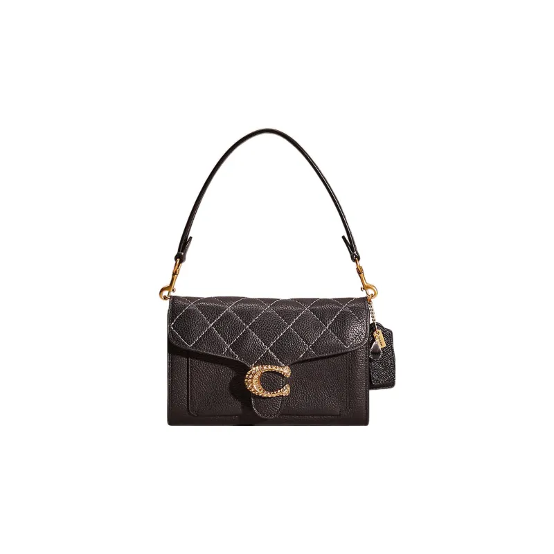 COACH Tabby Leather Shoulder Bag Clutch Handbag Small Size Women's Black-0