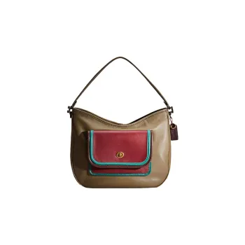 COACH Hobo Leather Shoulder Bag Hobo Bag Handbag Shoulder Bag Women's Army Green