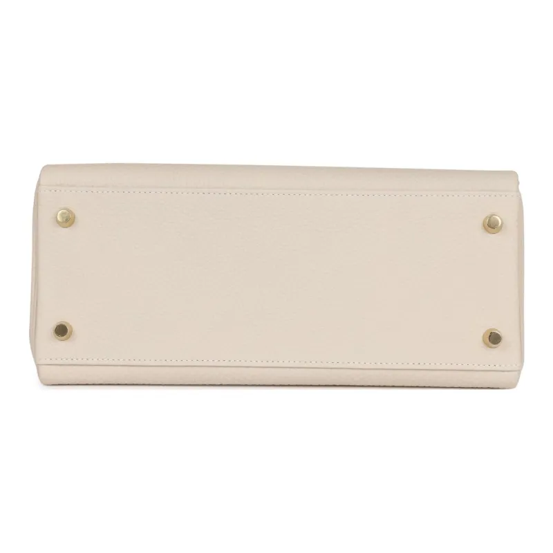 HERMES Kelly Togo Calfskin Kelly Bag Handbags Regular Women's 10 Craie Milkshake White-5
