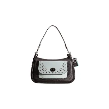 COACH Cary Pebbled Leather Shoulder Bag Handbag Shoulder Bag Crossbody Bag Large Size Women's Black