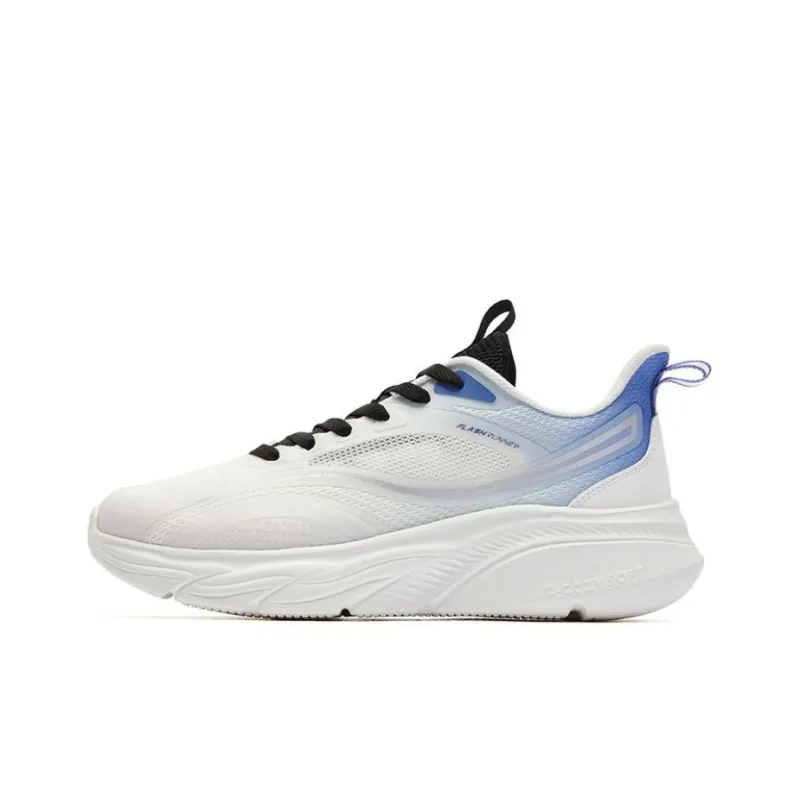 QIAODAN Anti Slip Wear Resistant Low Top Running Shoes Men's White Blue-0