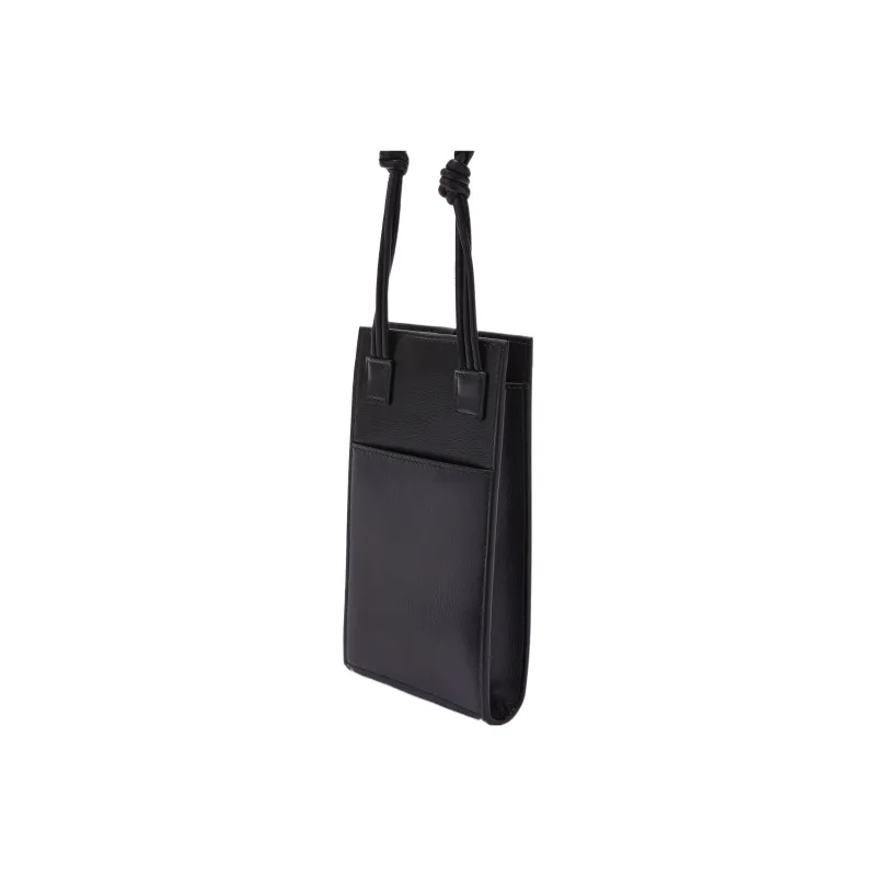 JIL SANDER Calfskin Cell Phone Pouch, Shoulder Bag, Crossbody Bag Women's Black-4