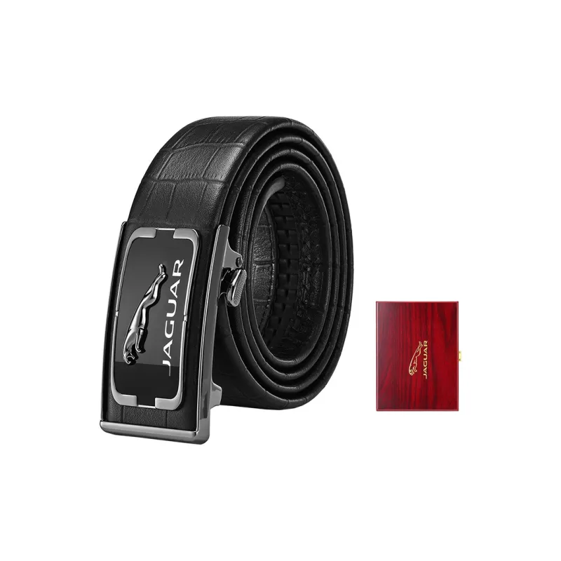 JAGUAR Top Grain Cow Leather Leather Belts Men's Black Width  3.5cm-4