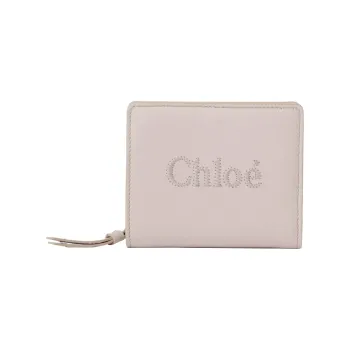 Chloe Bright Calfskin Wallet Trumpets Women's Gray