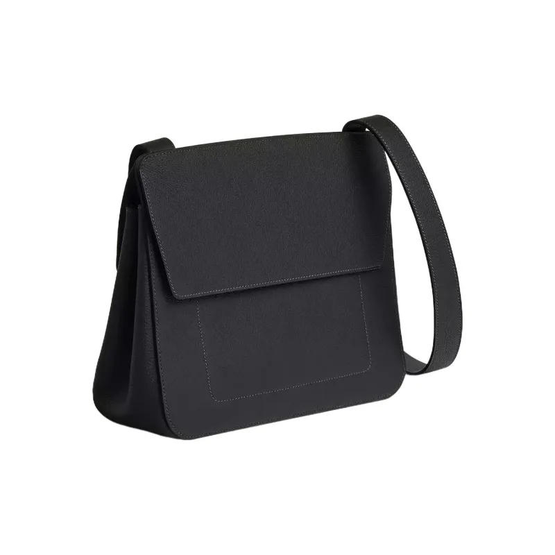 HERMES MaliSelle Togo Calfskin Courier Bag Shoulder Bag Crossbody Bag Men's 89 Noir Black-2