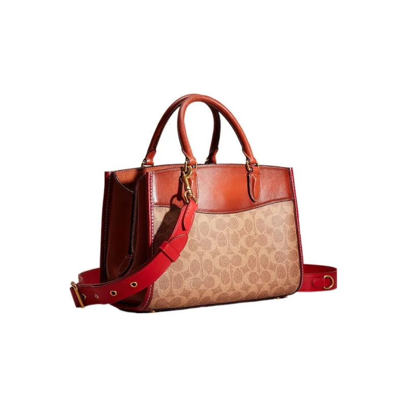 COACH Brooke Coated Canvas With Leather Shoulder Bag Crossbody Bag Handbag Medium Size Women's Rusty-1