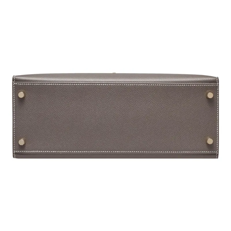 HERMES Kelly Epsom Leather Kelly Bag, One Shoulder Handbag Regular Women's 8F Gris Etain Tin Gray-4