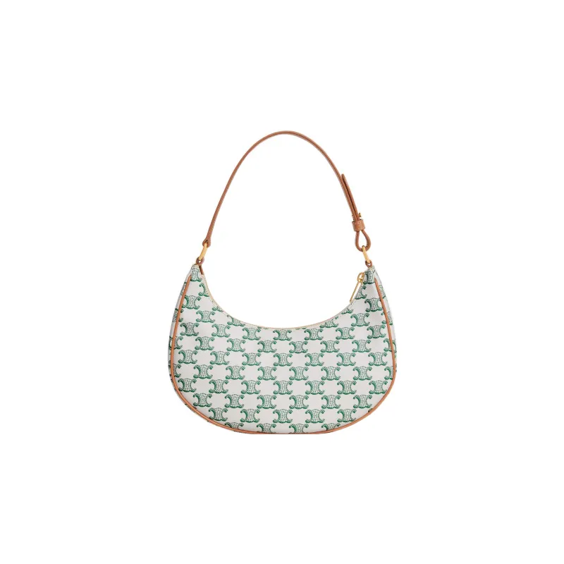 CELINE Canvas With Calfskin Trim Shoulder Bag Handbag Shoulder Bag Women's Green/White-2