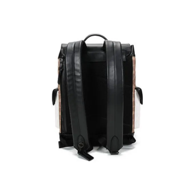 COACH Rivington Canvas With Calfskin Travel Bag Backpack Tubas Men's Charcoal Black & Brown-3