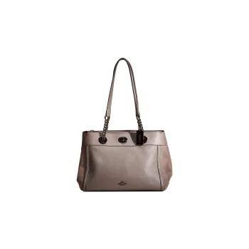 COACH Edie Leather Suede Bonded Handbag Shoulder Bag Women's Gray