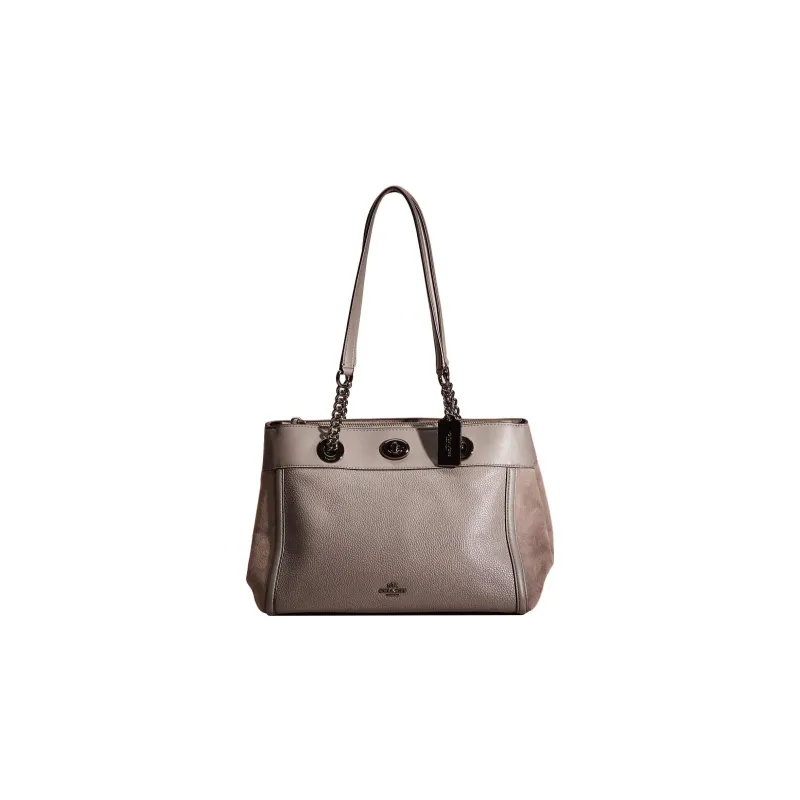 COACH Edie Leather Suede Bonded Handbag Shoulder Bag Women's Gray-0