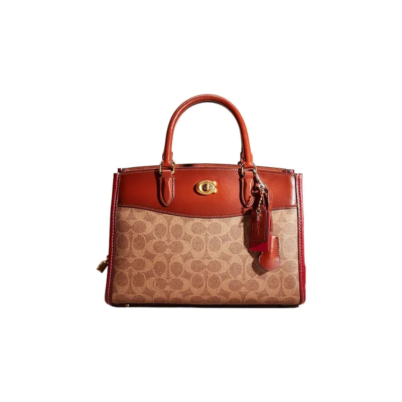 COACH Brooke Coated Canvas With Leather Shoulder Bag Crossbody Bag Handbag Medium Size Women's Rusty-0