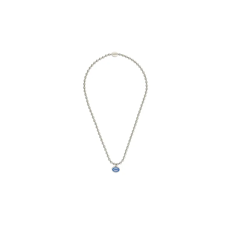 GUCCI 925 Sterling Silver Necklaces Women's Blue-0