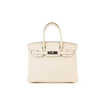 HERMES Birkin Taurillon Clemence Leather Handbag Regular Women's 10 Craie Milkshake White