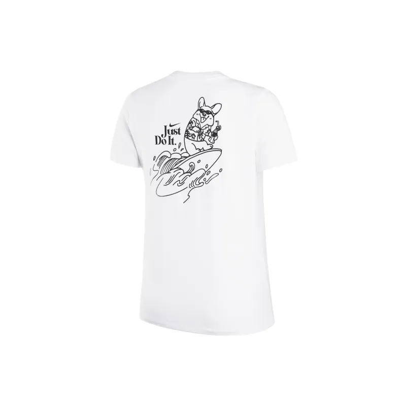 Nike Women'ss Summer Cartoon Print Crewneck Pullover T-Shirt White-1