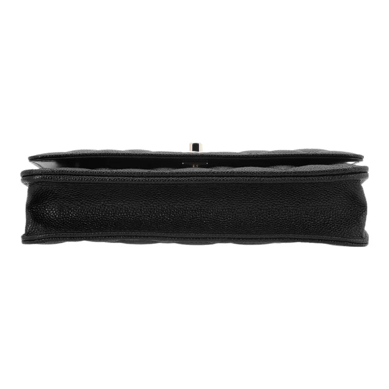 CHANEL Grain Litchi Grain Calfskin Shoulder Bag, Crossbody Bag, Wallet Women's Black-3