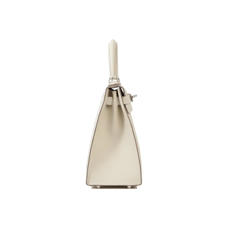HERMES Kelly Epsom Leather Kelly Bag Handbag Regular Women's 10 Craie Milkshake White-3