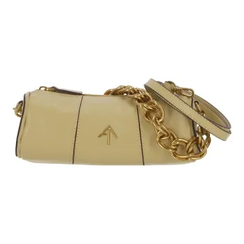 Manu Atelier Calfskin Cylinder Bag, Portable Crossbody Bag, Shoulder Bag Mini Women's Beige
