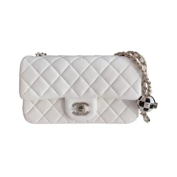 CHANEL 23C Spring Classic Flap CF Sheepskin Shoulder Bag Crossbody Bag Regular Women's White