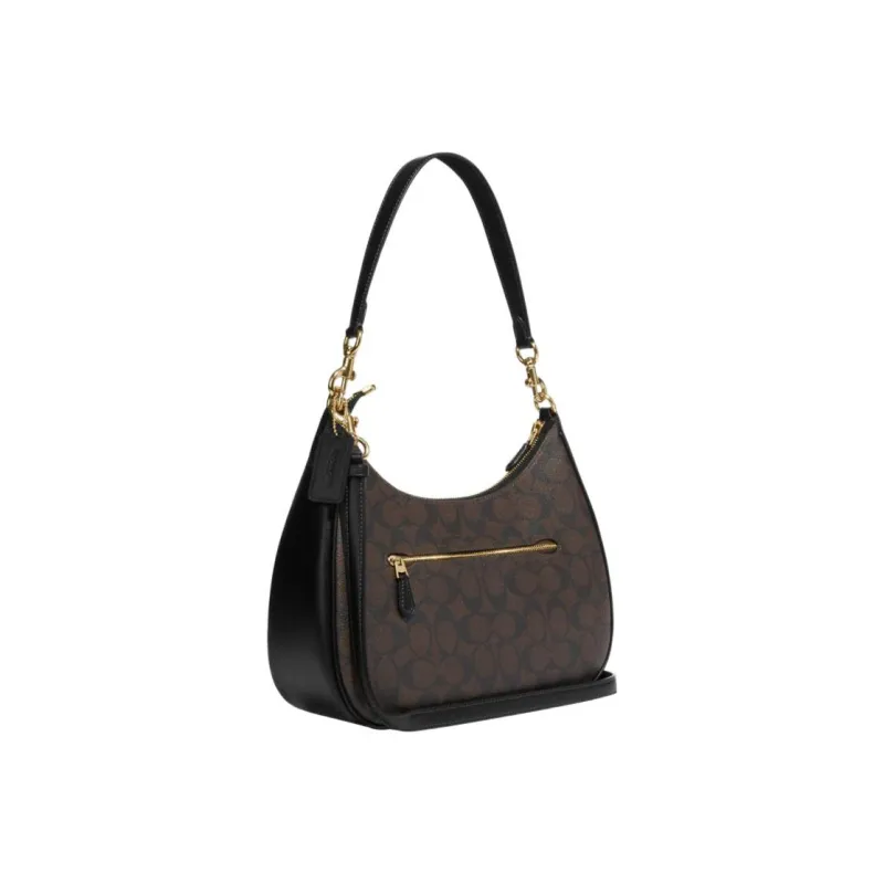 COACH Hobo Leather Saddle Bag, Handbag, Shoulder Bag Women's Black-1