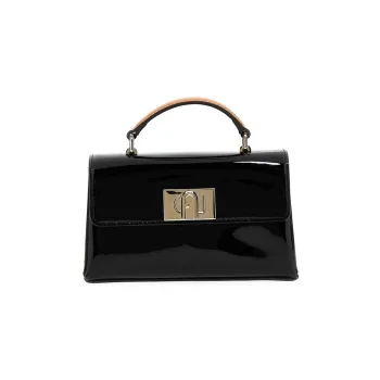 Furla Patent Leather Shoulder Bag Crossbody Bag Handbag Mini Women's Black