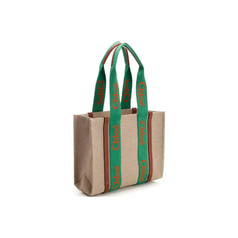 Chloe Canvas With Leather Canvas Bag, Handbag Tubas Women's Green-1