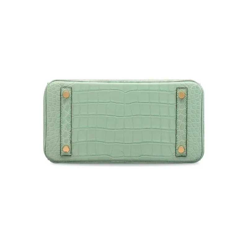 HERMES Birkin Short-Snouted Crocodile Leather Birkin Bag Handbags Women's 6U Aqua Green-2