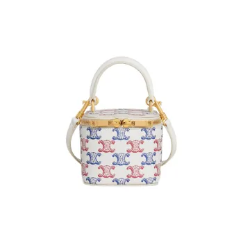CELINE Triomphe Canvas With Leather Box Bag Shoulder Bag Crossbody Bag Handbag Mini Women's Blue/Red/White