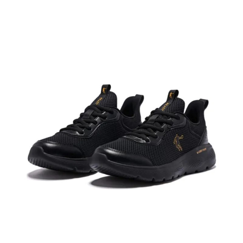 QIAODAN Slip Resistant, Abrasion Resistant, Breathable Low Top Running Shoes Men's Black Gold-2