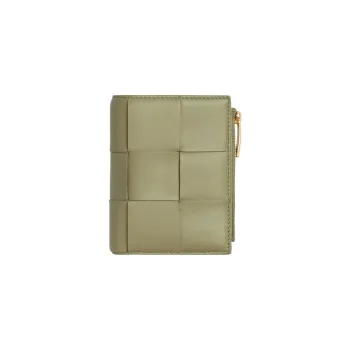 Bottega Veneta CASSETTE Sheepskin Wallet Small Size Women's Cave Stone Green