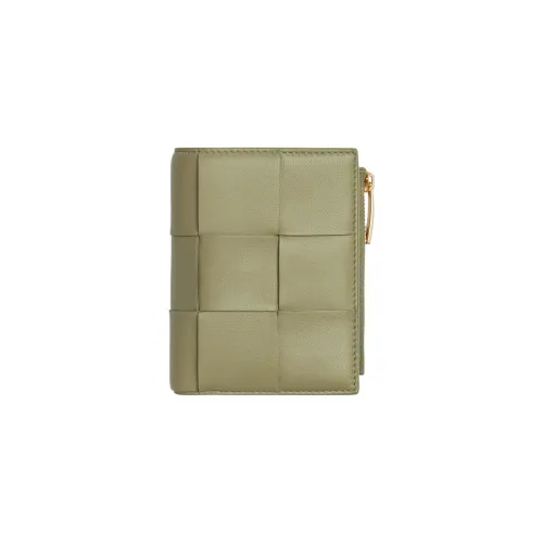 Bottega Veneta CASSETTE Sheepskin Wallet Small Size Women's Cave Stone Green