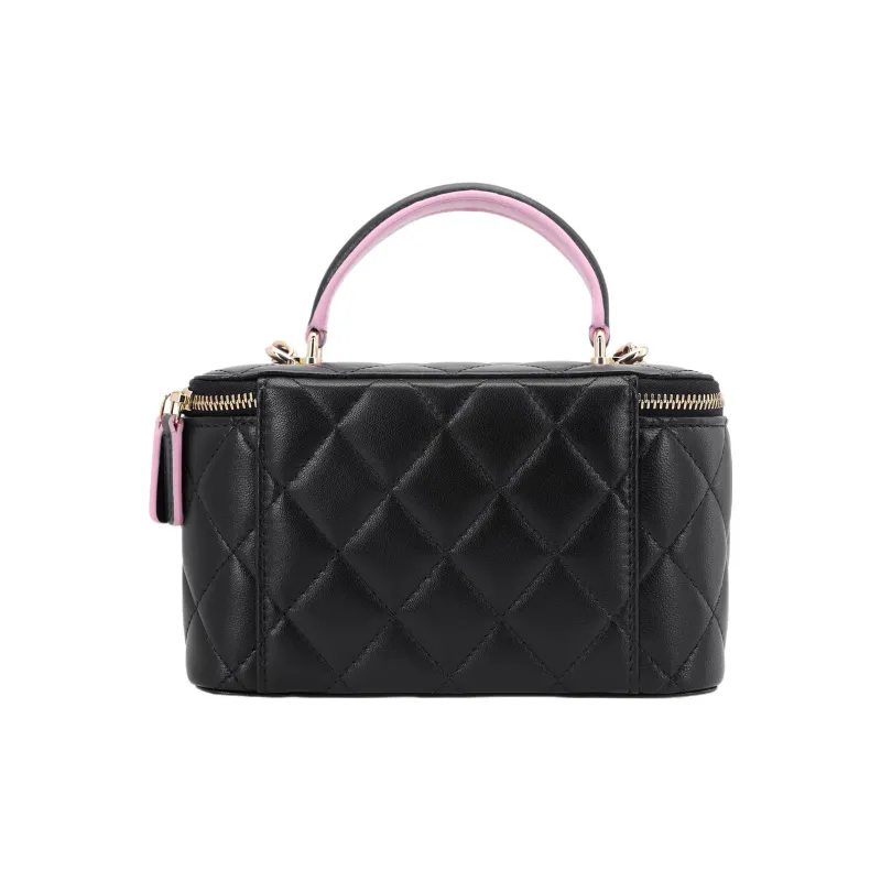 CHANEL Sheepskin Makeup Bag, Handbag, Shoulder Bag, Crossbody Bag Regular Women's Black-2