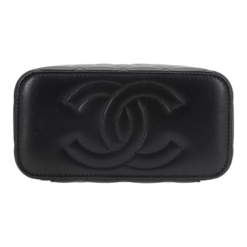 CHANEL Sheepskin Makeup Bag, Handbag, Shoulder Bag, Crossbody Bag Regular Women's Black-3