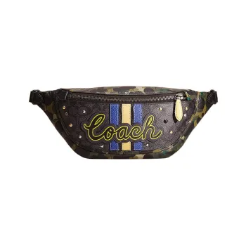 COACH League Canvas With Leather Sling Bag, Fanny Pack Large Size Men's Multicolor