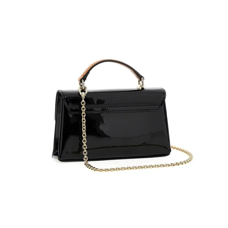 Furla Patent Leather Shoulder Bag Crossbody Bag Handbag Mini Women's Black-1