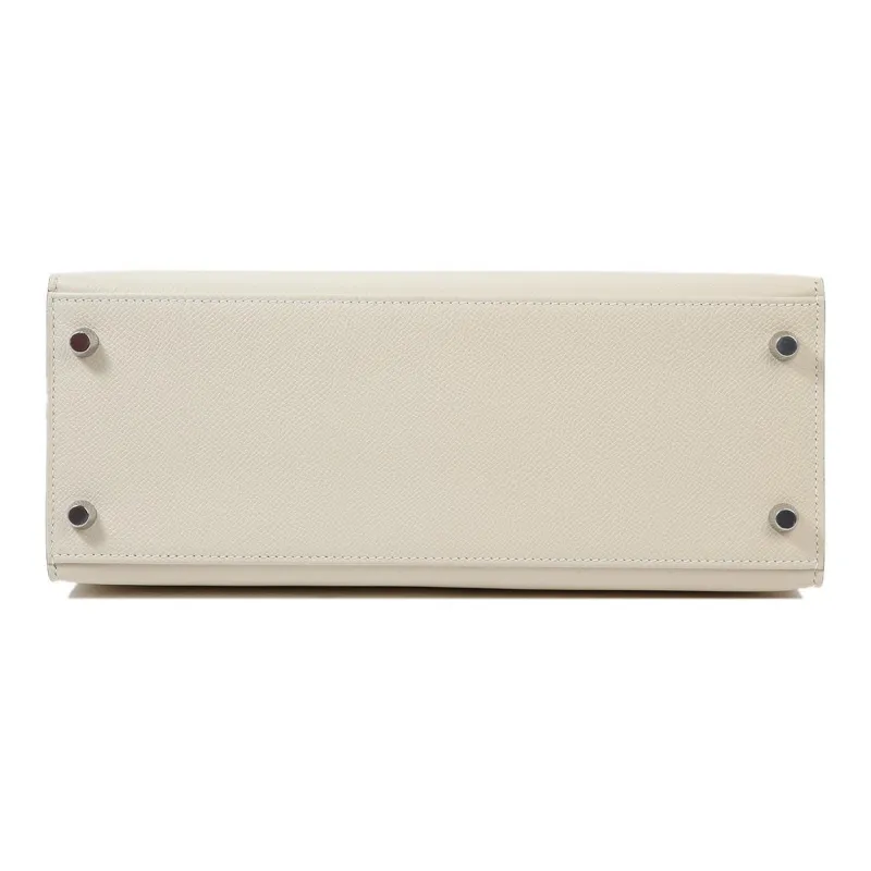 HERMES Kelly Epsom Leather Kelly Bag Handbag Regular Women's 10 Craie Milkshake White-5