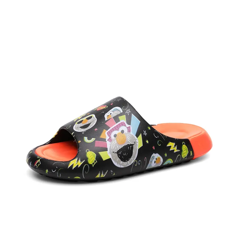 SESAME STREET EVA Cut Out Abrasion Resistant Slide Slippers Unisex Black-1